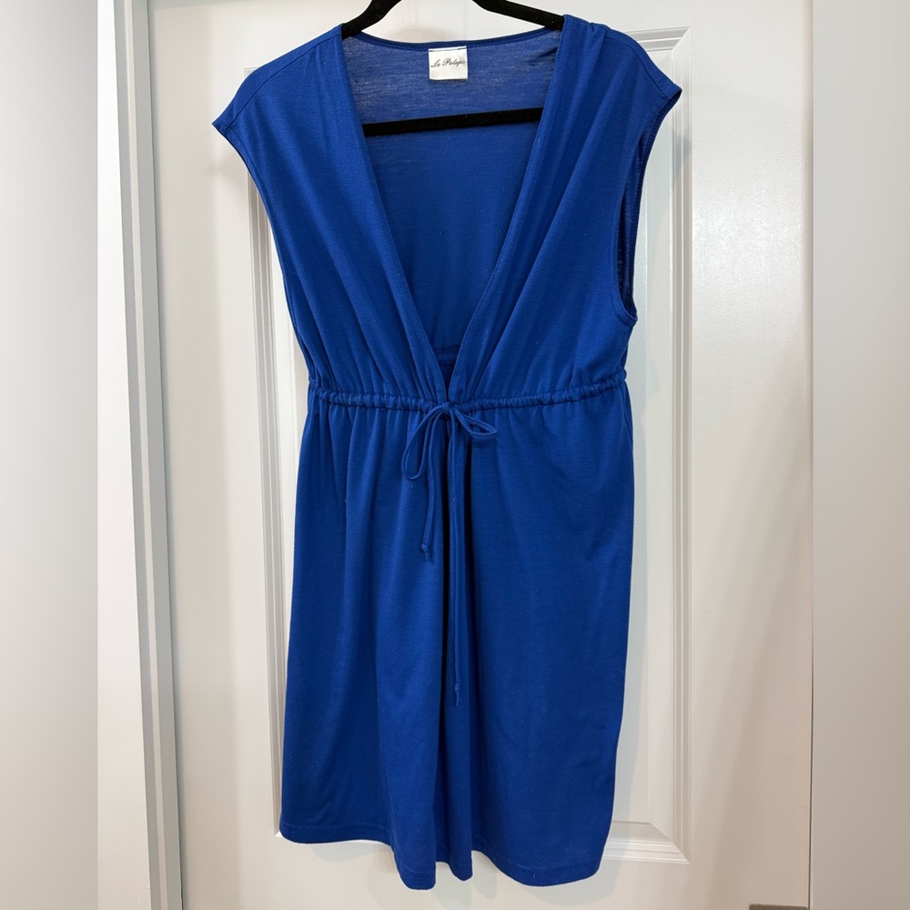 La Palapa Cobalt V-Neck Drawstring Coverup size M/L